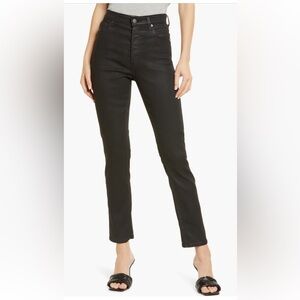 AG Alexxis Coated High-Rise Slim Straight Leg Jeans in Black from Nordstrom NWT